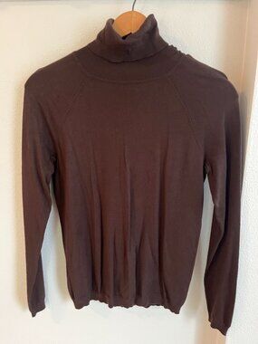 Talbots Fine-Gauge Turtleneck Sweater in Brown